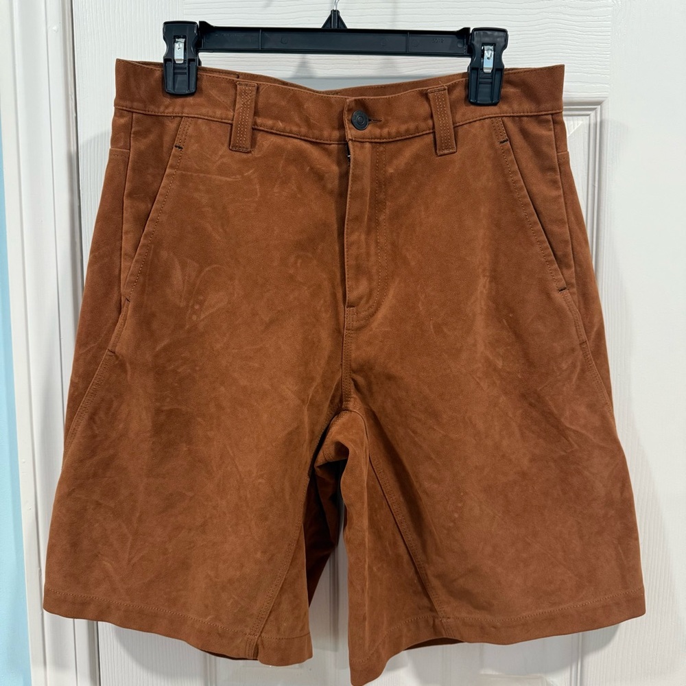 Free People We the Free Dylan Vegan Suede Tan Long Shorts Bermudas Size 29 - Picture 5 of 13